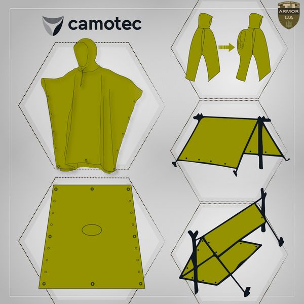 Плащ-дощовик Пончо Piligrim Rip-Stop Поліський Затінок Camotec 6576 фото