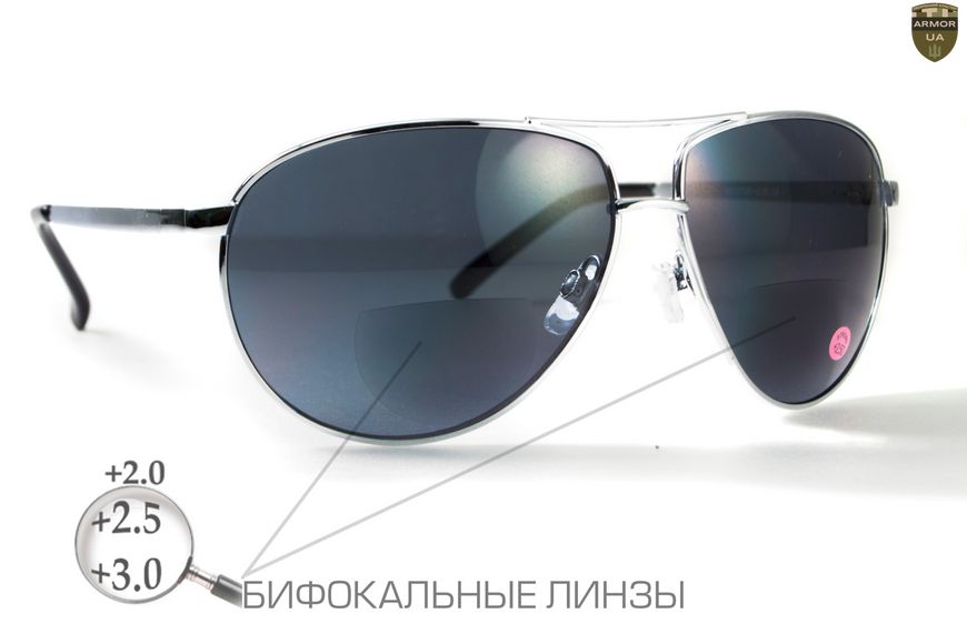 Біфокальні окуляри Global Vision Aviator Bifocal (+3.0) (gray) сірі 1АВИБИФ-Д3.0 фото